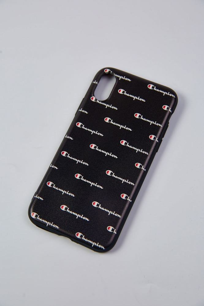 Чехол для Iphone X|XS "Много лого" черный