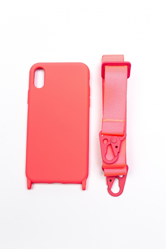 Чехол для Iphone X/XS с ремешком розовый