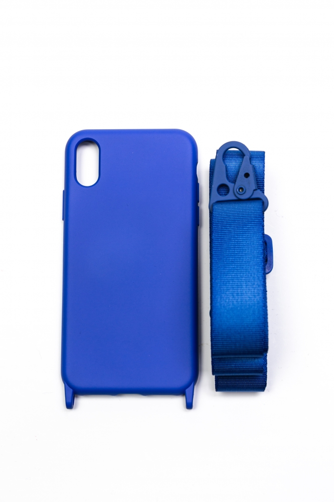 Чехол для Iphone X/XS с ремешком синий