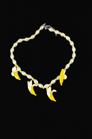 Цепочка Ожерелье 4 банана желто-белая