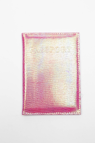 Обложка на паспорт блестящая Розовая