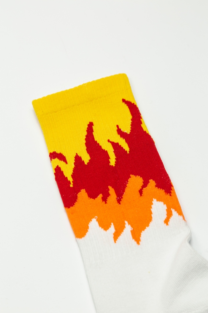 Носки "Огонь" длинные бело-красно-желтые