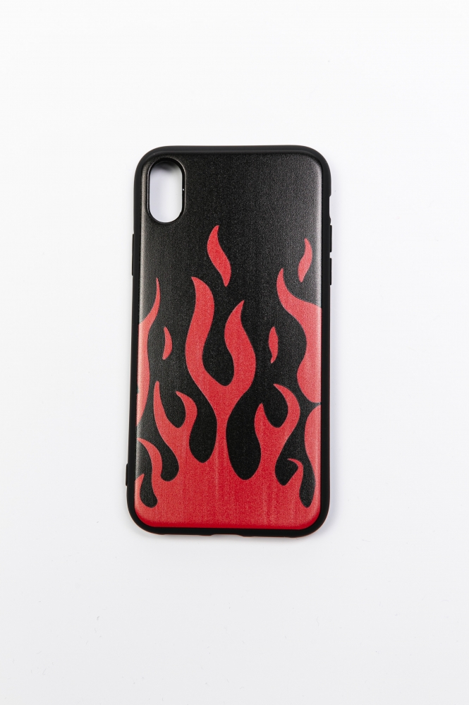 Чехол для Iphone XR (Огонь черно-красный)