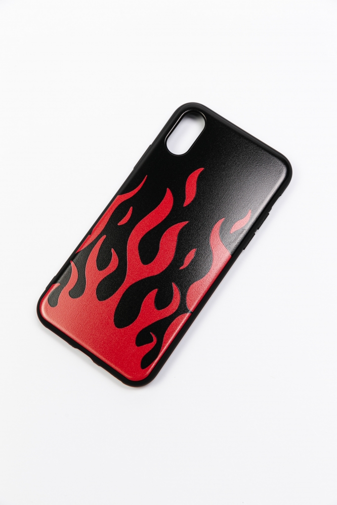 Чехол для Iphone X/XS Огонь красно-черный