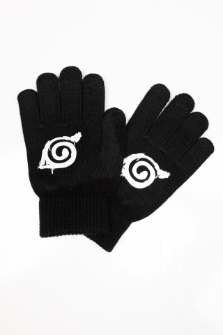 Перчатки Naruto Logo white (черные)
