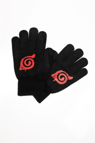 Перчатки Naruto Logo red (черные)