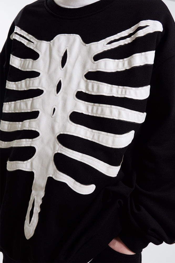 Свитшот Bones 2.0 черный с аппликацией Skeleton