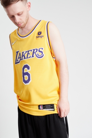 Майка баскетбольная Nike Lakers James 6 желтая с принтом